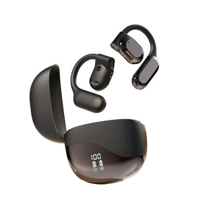 MAcnas Wireless Earbuds Open Ear Earhooks Headphones Air Conduction Headphones LED Power Display Earphones Sport Bluetooth 5.3 Headphones (Black)