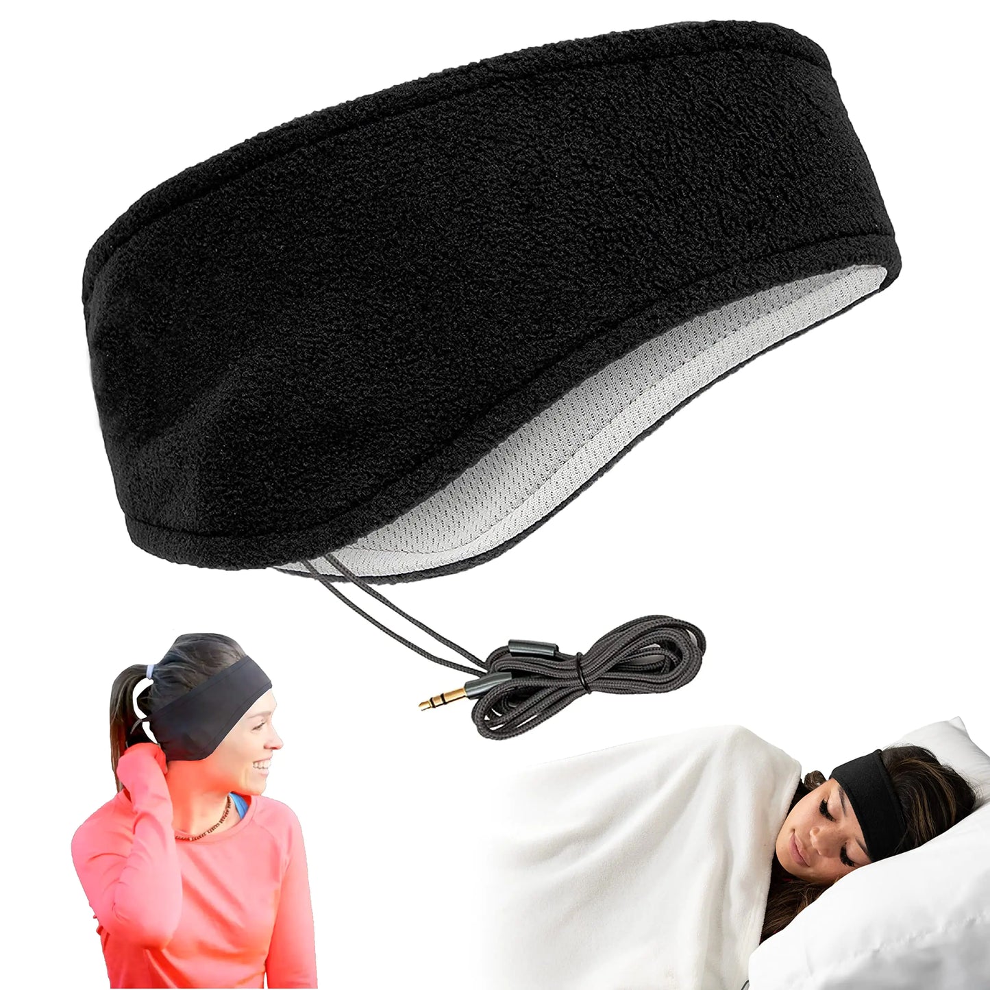 CozyPhones Sleep Headphones - Over Ear Headphones from Ultra Thin Cool Mesh Wired for Side Sleepers Meditation Running Laptop and Phone - Black Lycra