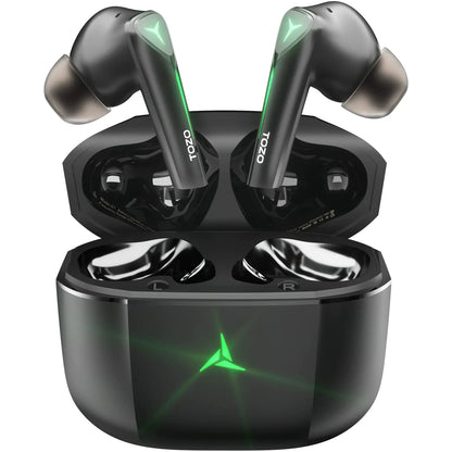 TOZO G1 Wireless Earbuds Bluetooth 5.3 Headphones with 45ms Ultra Low-Latency and Cool Breathing Light Ergonomic Design Gaming/Deep Bass Music Mode Headset Built-in Micro Stereo SoundDark Black