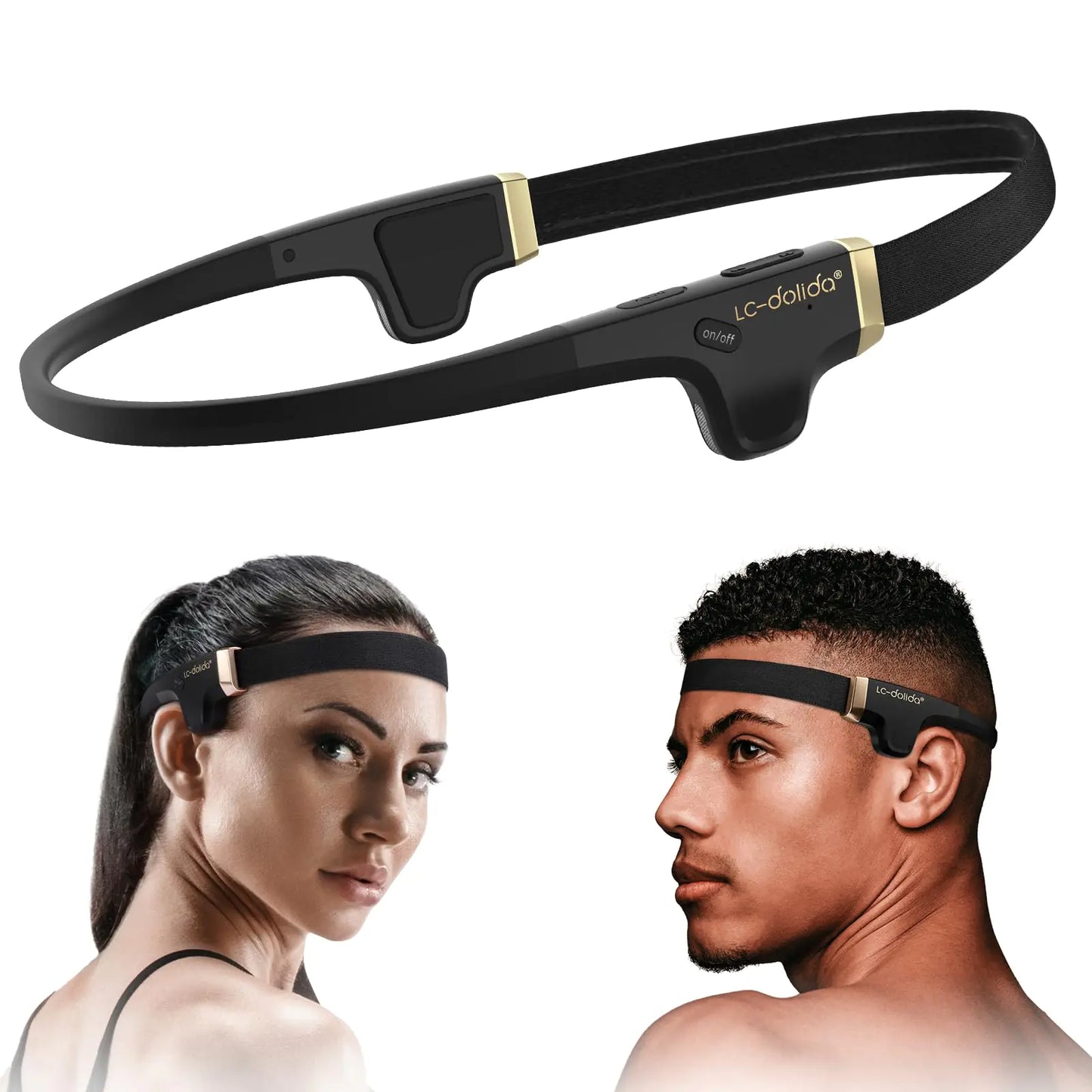 LC-dolida Open Ear Headphones Wireless Bluetooth Headphones Sport Headband Headphones with Premium Sound Air Conduction Wireless Headphones for Running Workout Cycling